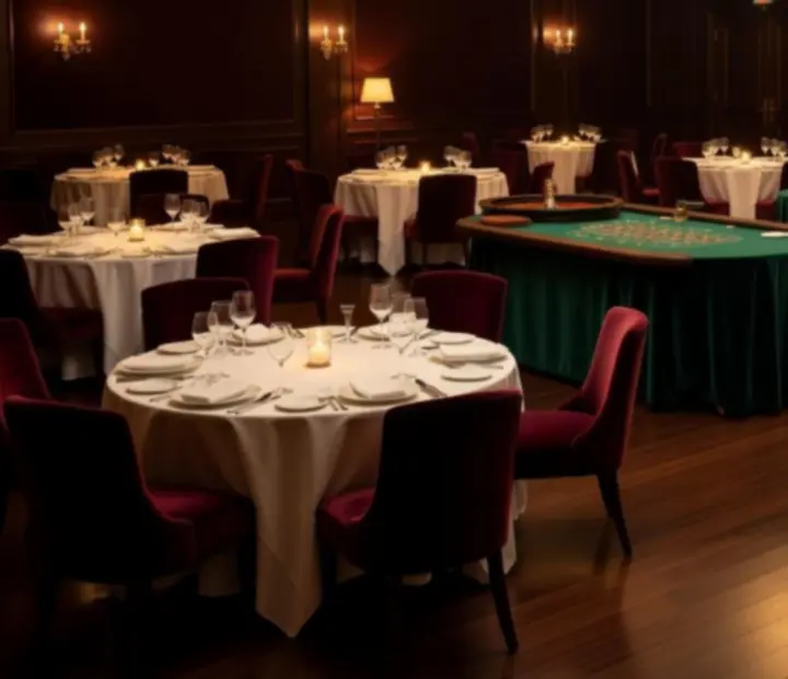 Luxusní eventový sál připravený pro kasinový večer